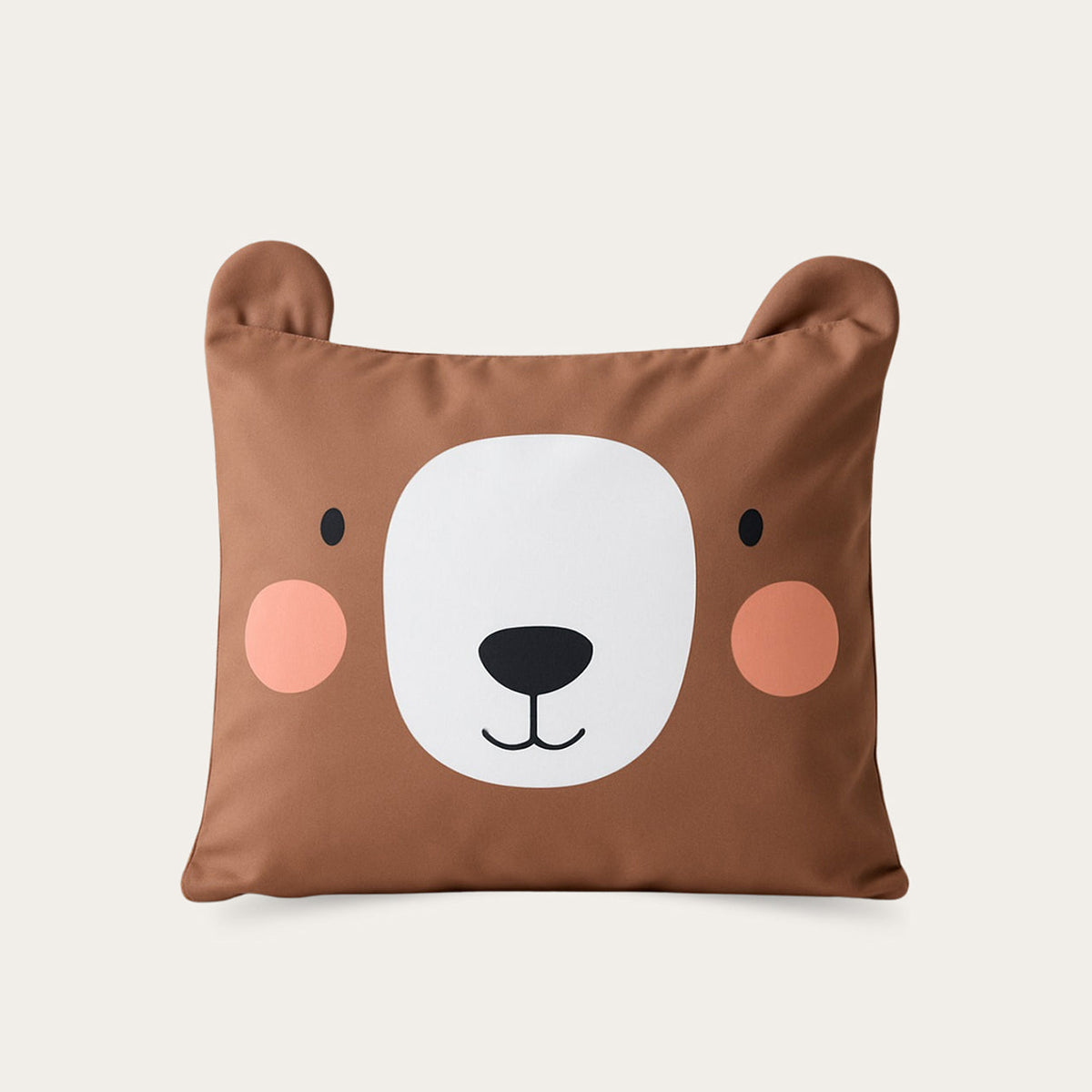Thehappybed Kids Bobby Bear kussensloop 60x70cm 100% katoen met schattig berengezicht en zachte, ademende stof voor kinderbed.