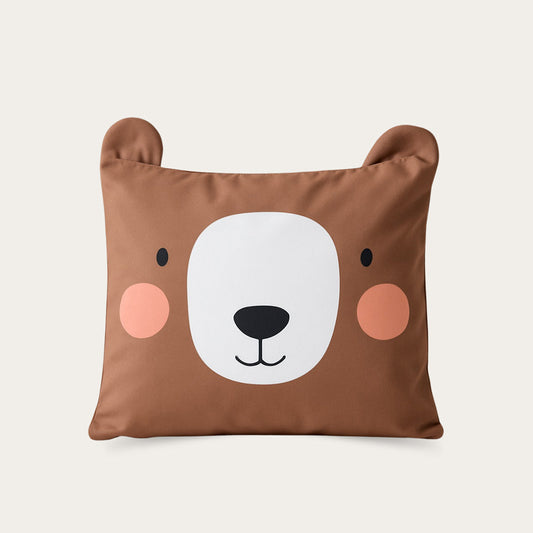 Thehappybed Kids Bobby Bear kussensloop 60x70cm 100% katoen met schattig berengezicht en zachte, ademende stof voor kinderbed.
