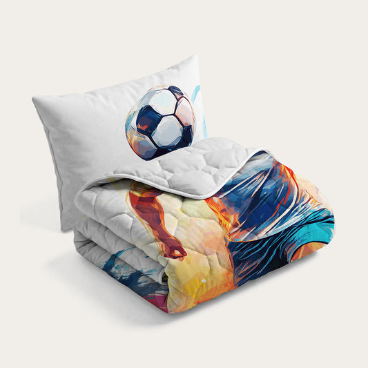 Thehappybed Kids dekbed met voetbalprint en kussensloop voor comfortabel slapen en speelse kinderkamer
