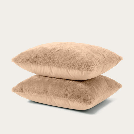 Kussenslopen | Teddy Plush | Taupe | Set van 2