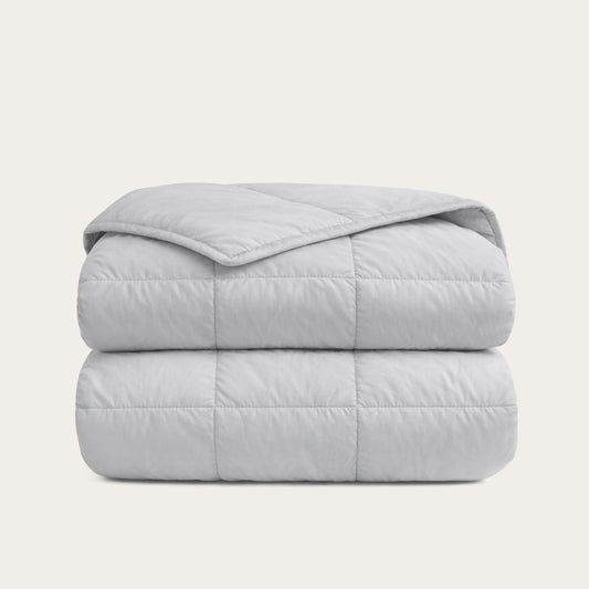 Thehappybed Premium dekbed grijs percal katoen voor alle seizoenen hypoallergeen en sneldrogend