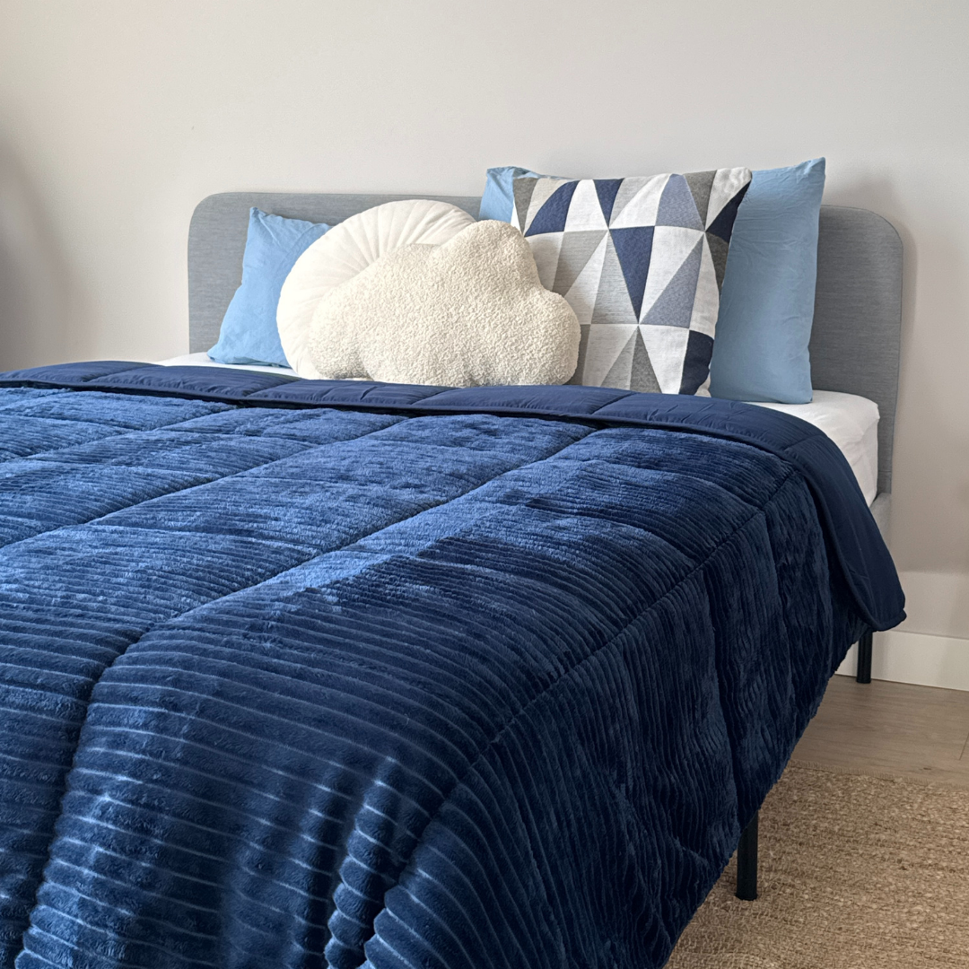 Wasbaar All Season Dekbed | Teddy Rib Square | Pageant Blue