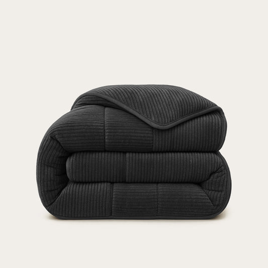 Wasbaar All Season Dekbed | Teddy Rib Square | Black