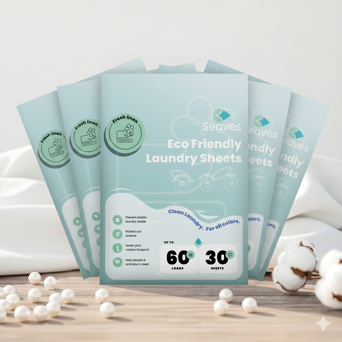 Seaves wasbundel | Fresh linen | 1 jaar wassen (5 stuks)