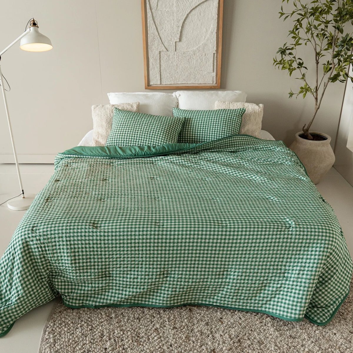 Wasbaar All Season Dekbed | Seersucker | Green Moss