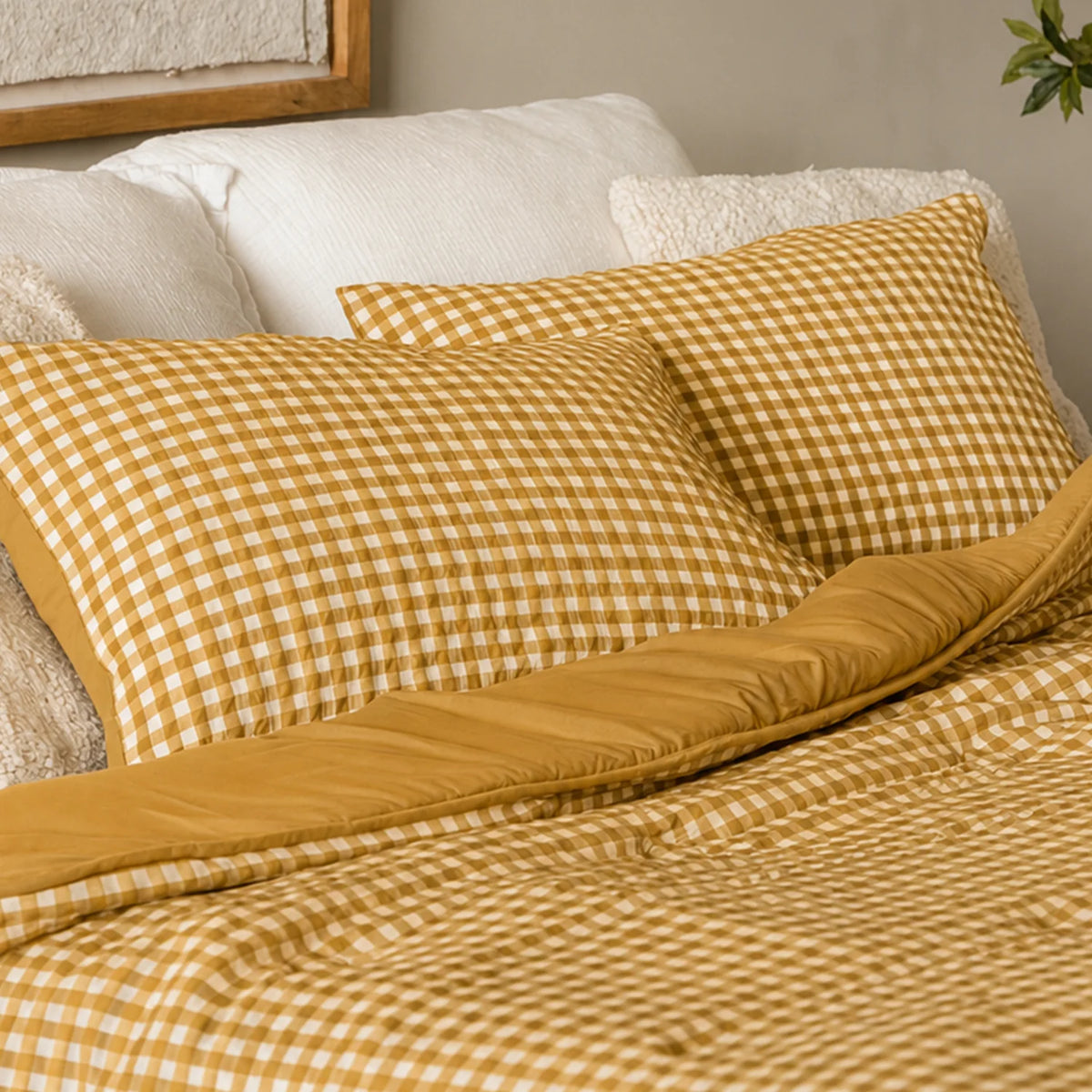 Kussenslopen | Seersucker | Ochre | Set van 2