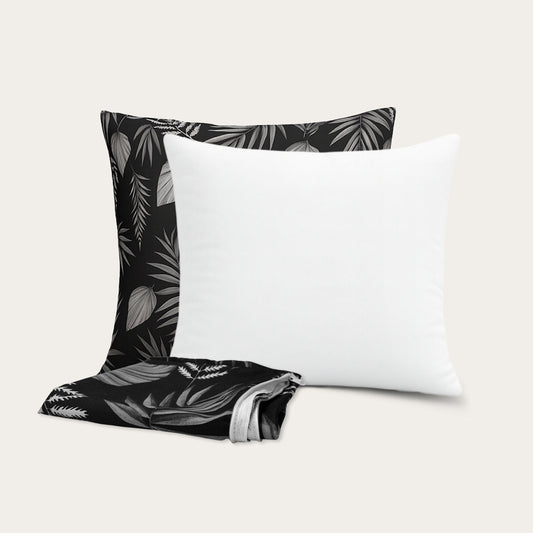 Thehappybed 4-delige Sierkussen Bundel | Kussens + Slopen | Black Leaves | 45x45 cm
