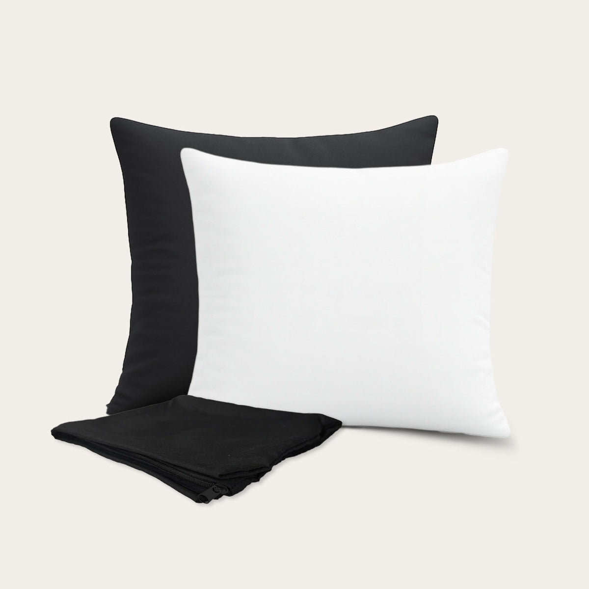 Thehappybed 4-delige Sierkussen Bundel | Kussens + Slopen | Black | 45x45 cm