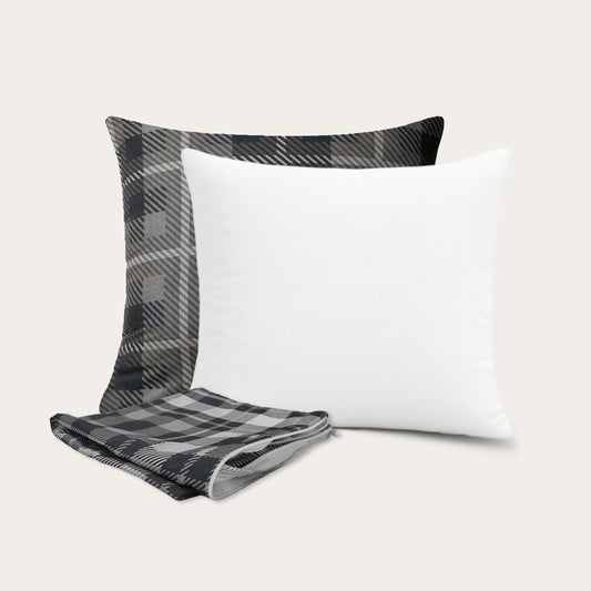Thehappybed 4-delige Sierkussen Bundel | Kussens + Slopen | Grey Tartan | 45x45 cm
