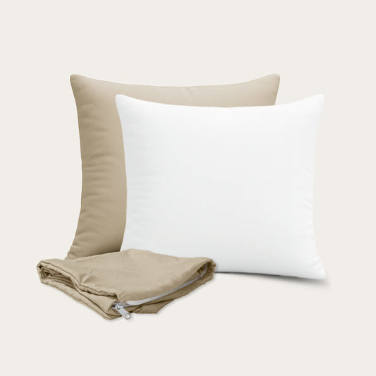 Thehappybed 4-delige Sierkussen Bundel | Kussens + Slopen | Taupe | 45x45 cm