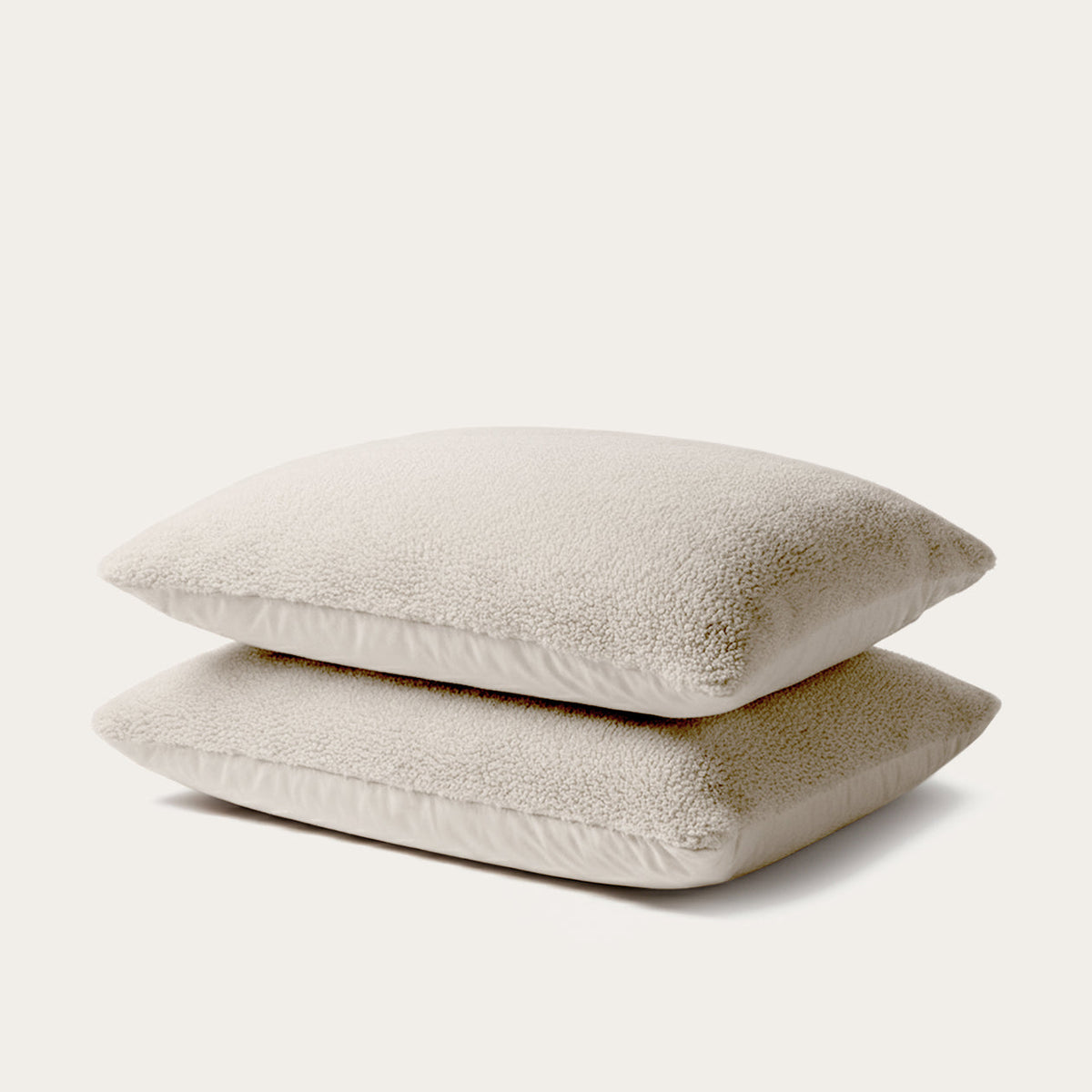 Thehappybed Kussensloop teddy taupe set van 2 fluweelzachte microvezel met ritssluiting