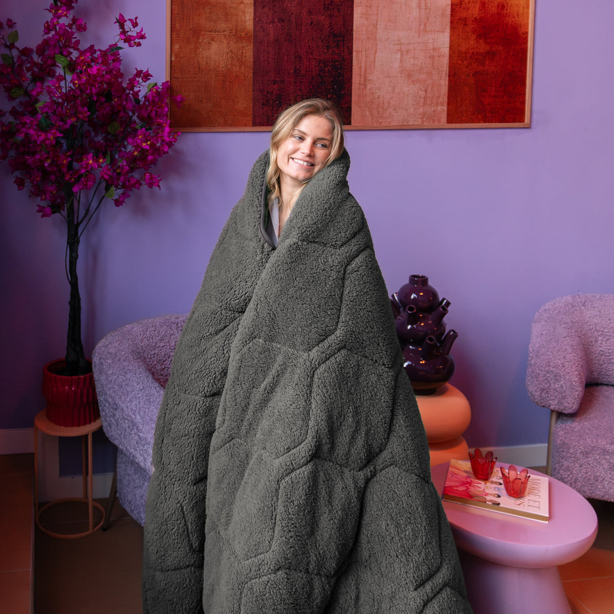 Wasbaar All Season Dekbed | Teddy | Anthracite