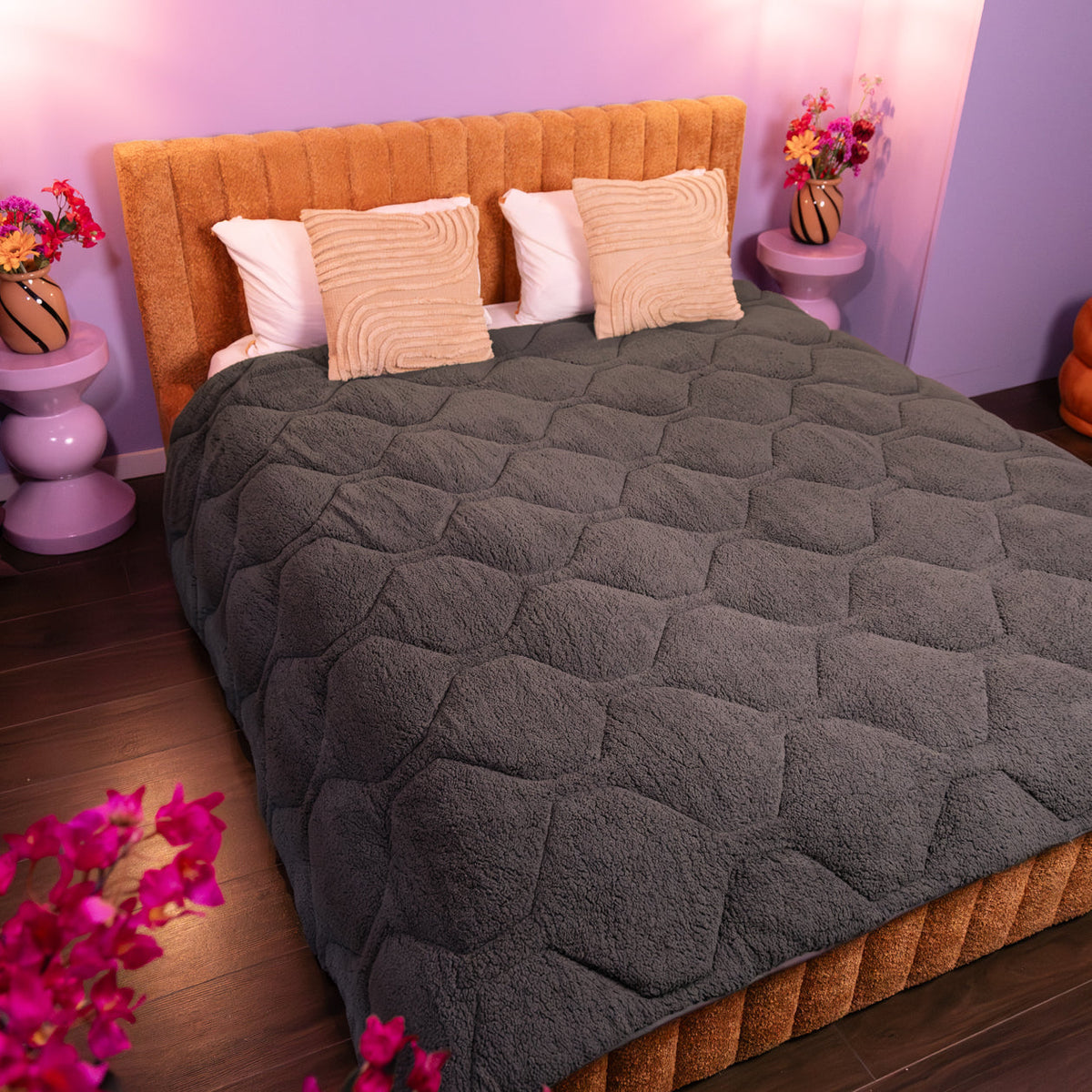 Wasbaar All Season Dekbed | Teddy | Anthracite