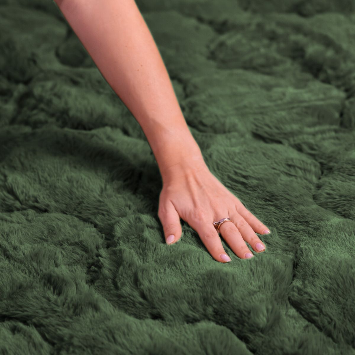 Wasbaar All Season Dekbed | Teddy Plush | Dark Green