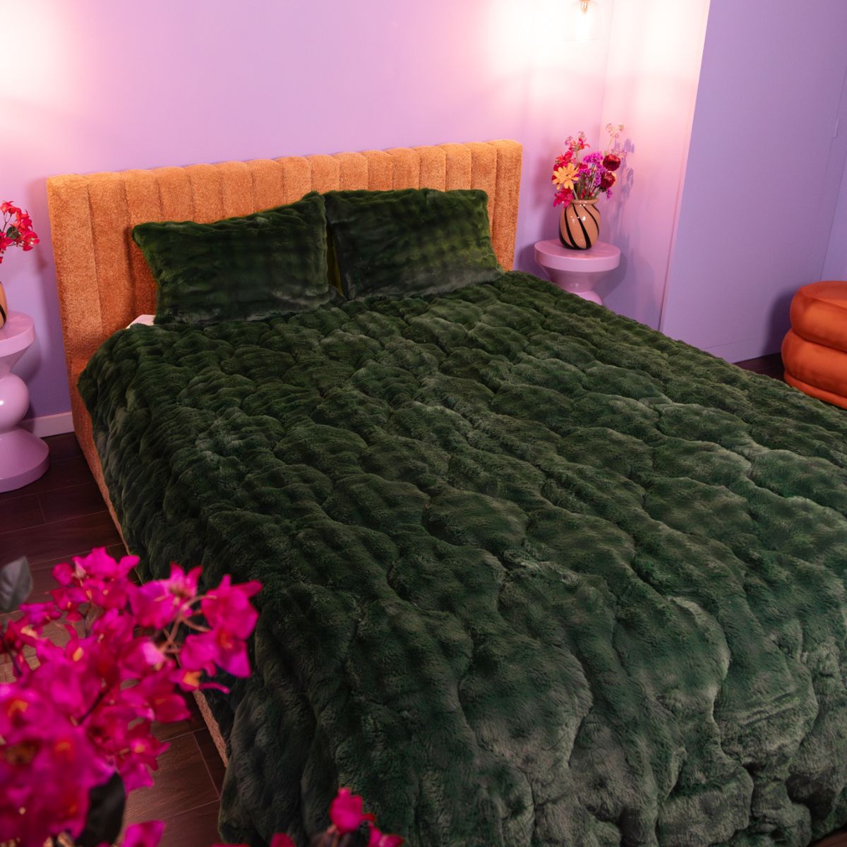 Wasbaar All Season Dekbed | Teddy Plush | Dark Green