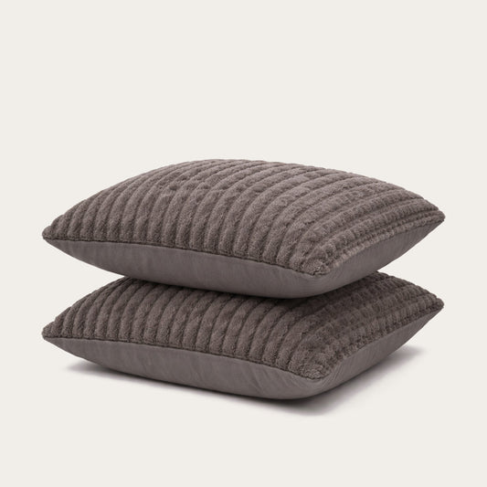 Kussenslopen | Teddy Rib | Anthracite | Set van 2