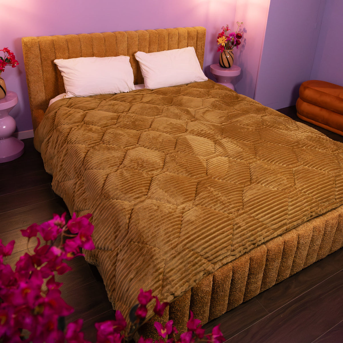 Wasbaar All Season Dekbed | Teddy Rib | Bronze Brown