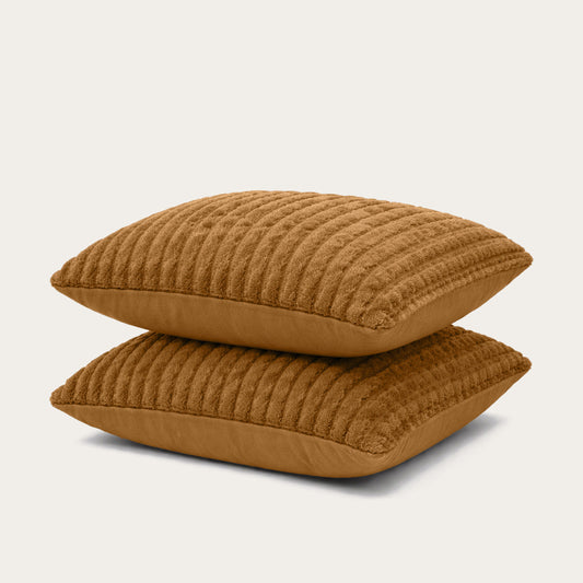 Kussenslopen | Teddy Rib | Bronze Brown | Set van 2