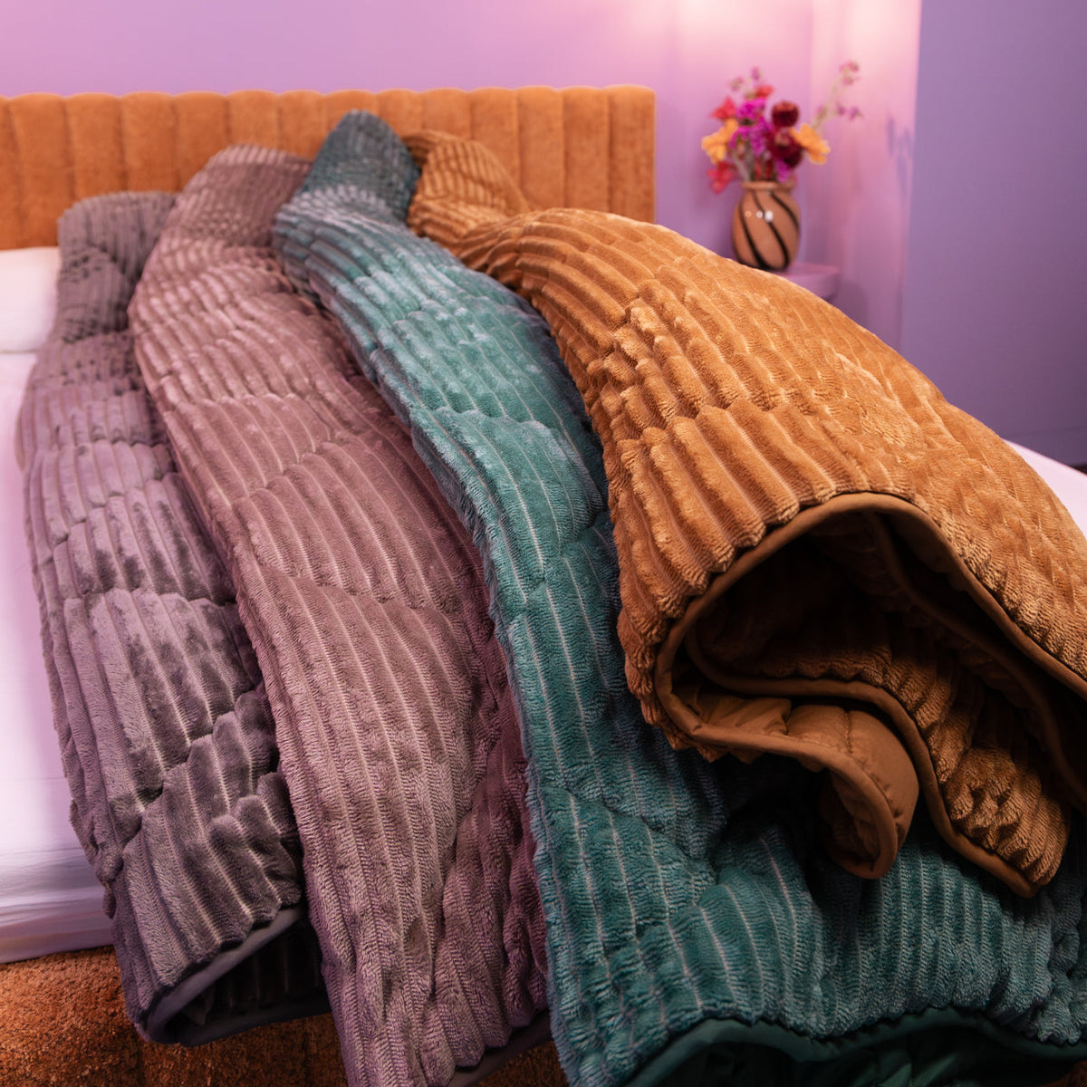 Wasbaar All Season Dekbed | Teddy Rib | Brown