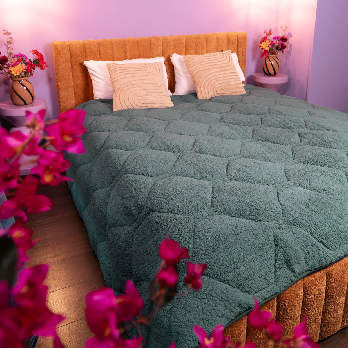 Wasbaar All Season Dekbed | Teddy | Sagebrush Green