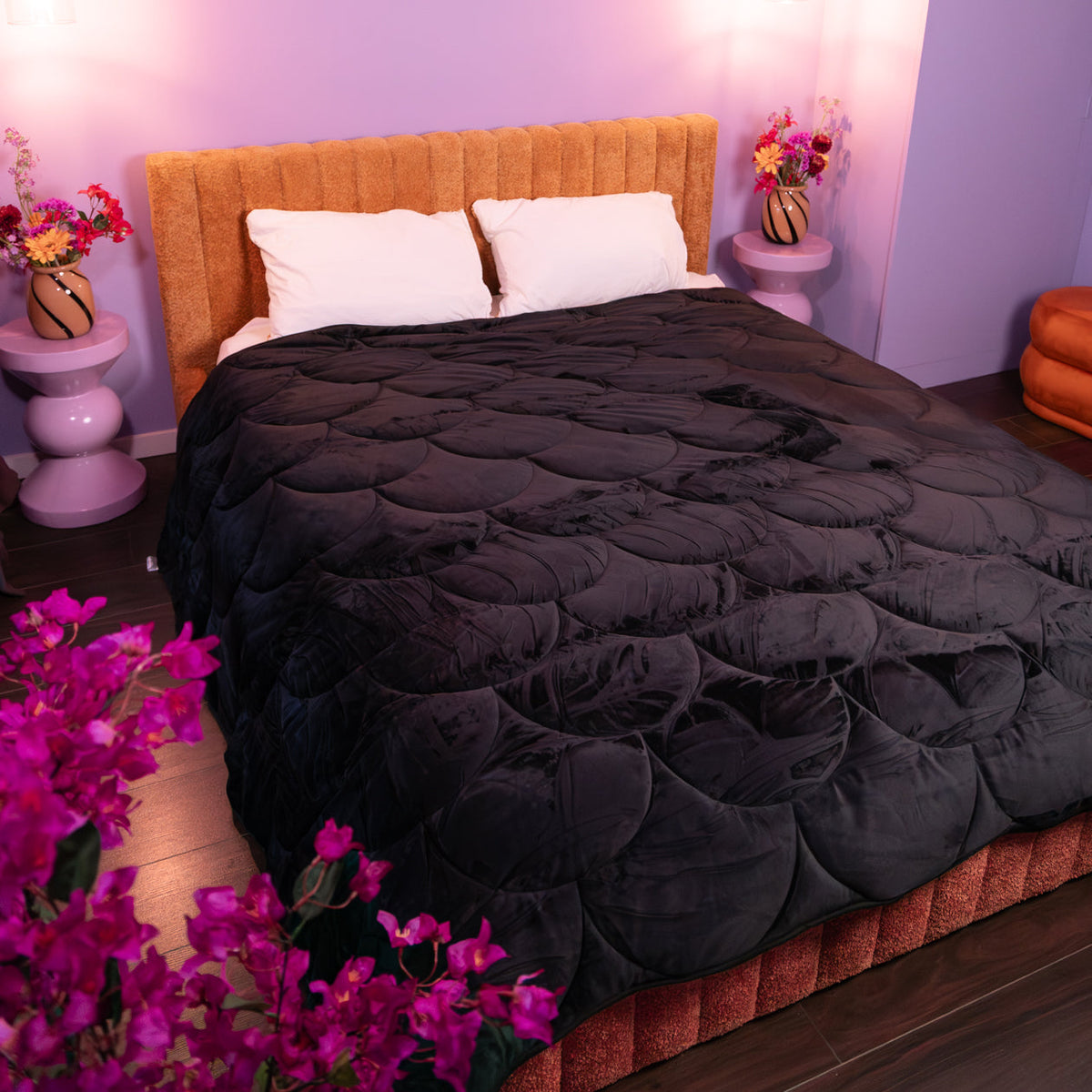 Wasbaar All Season Dekbed | Teddy Velvet | Black