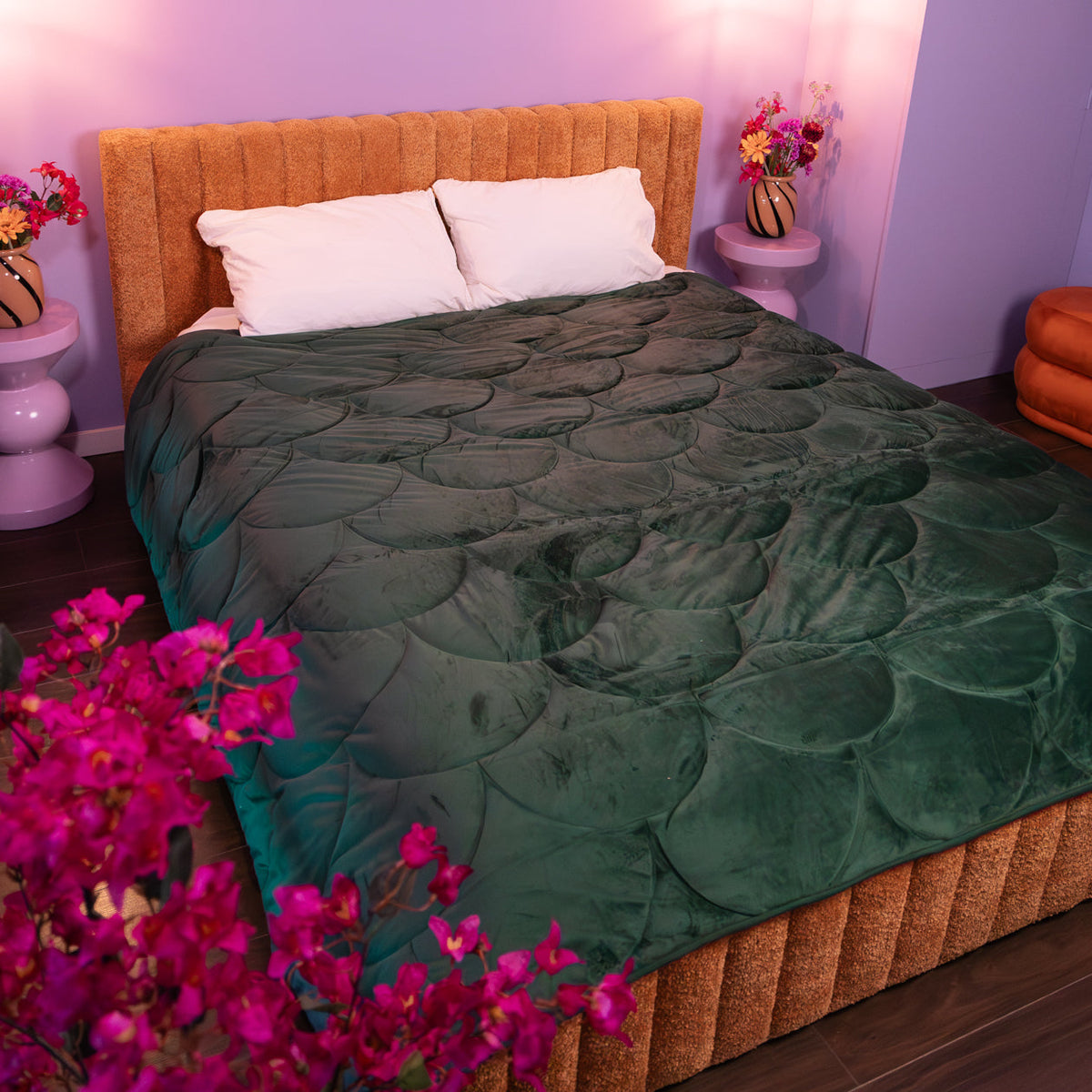 Wasbaar All Season Dekbed | Teddy Velvet | Dark Green