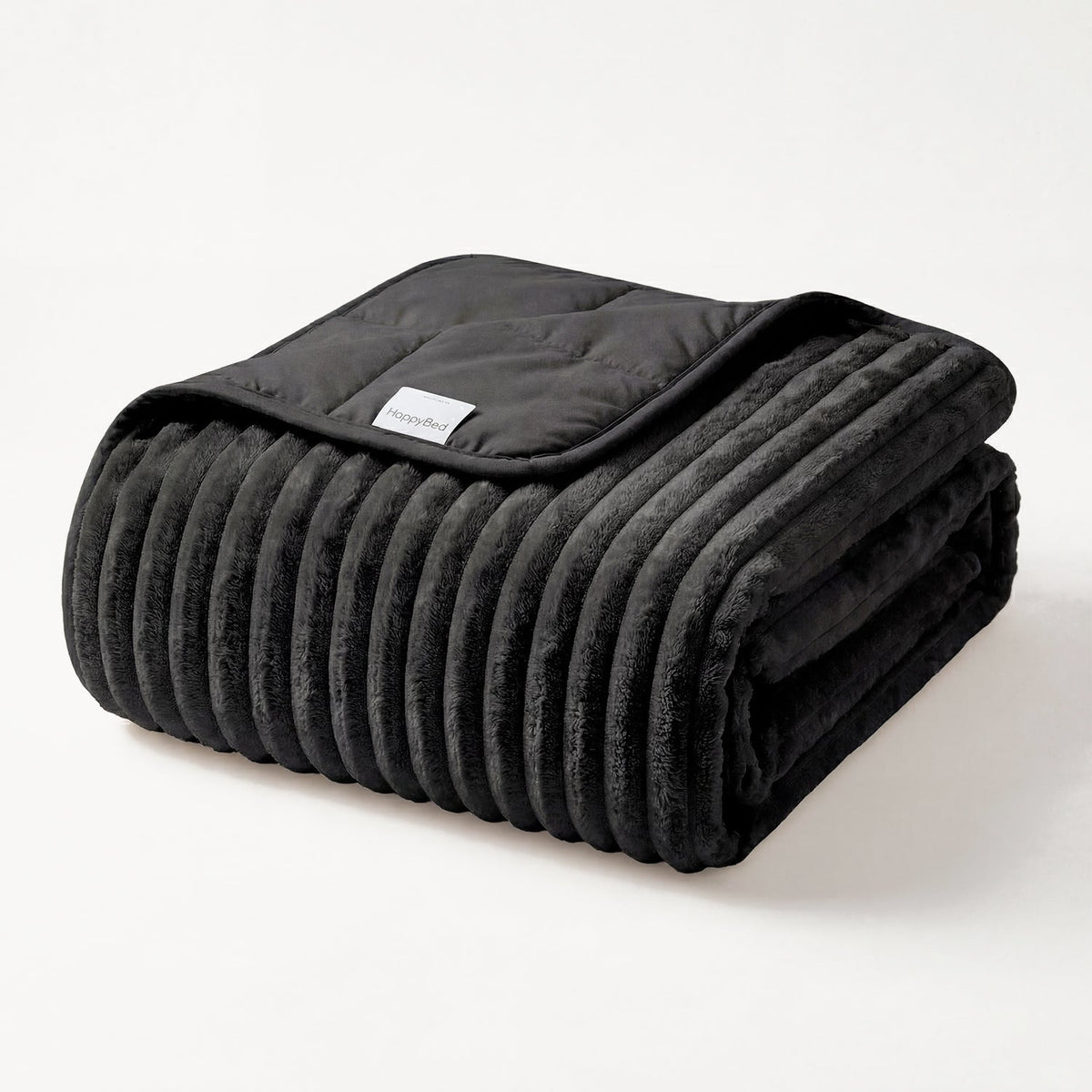 Thehappybed verzwaringsdeken Rib 7 KG zwart met dubbelzijdig comfort en ribdesign voor diepe ontspanning