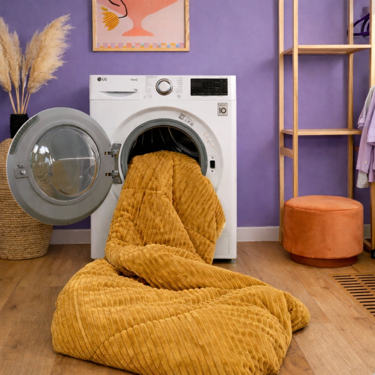 Wasbaar All Season Dekbed | Teddy Rib Square | Bronze Brown